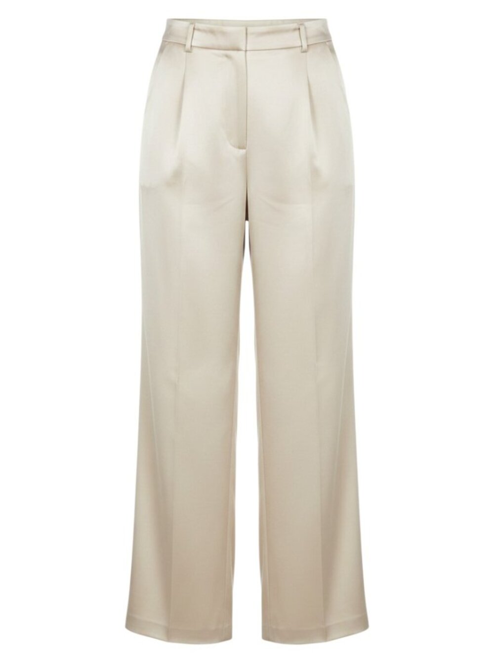 Princess Polly Amalia Beige Satin Wide Leg High Waist Pants Trousers Holiday 10